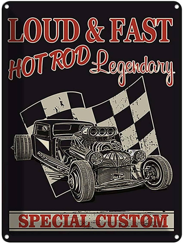 Blechschild 40x30 cm loud & fast hot rod legendary Dekoration