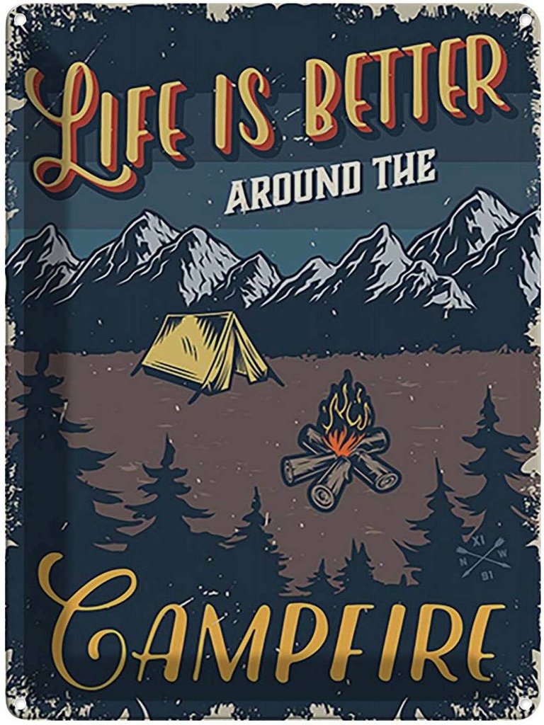 Blechschild 40x30 cm life better camp fire Camping Outdoor