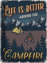 Blechschild 40x30 cm life better camp fire Camping Outdoor