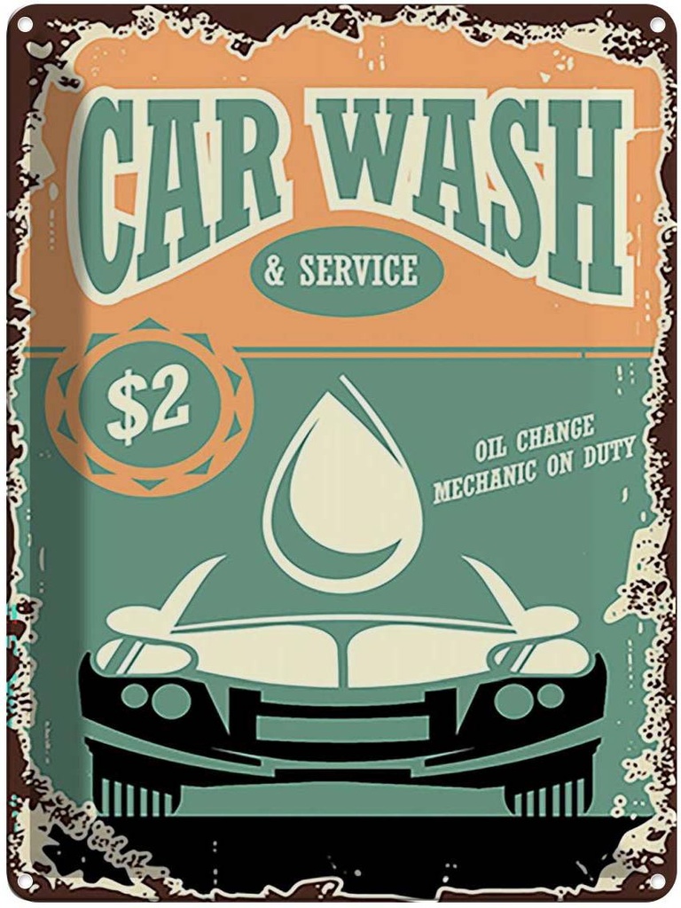 Blechschild 40x30 cm Car Wash Service mechanic on duty Warnschild Hinweisschild Sicherheit Vorsicht