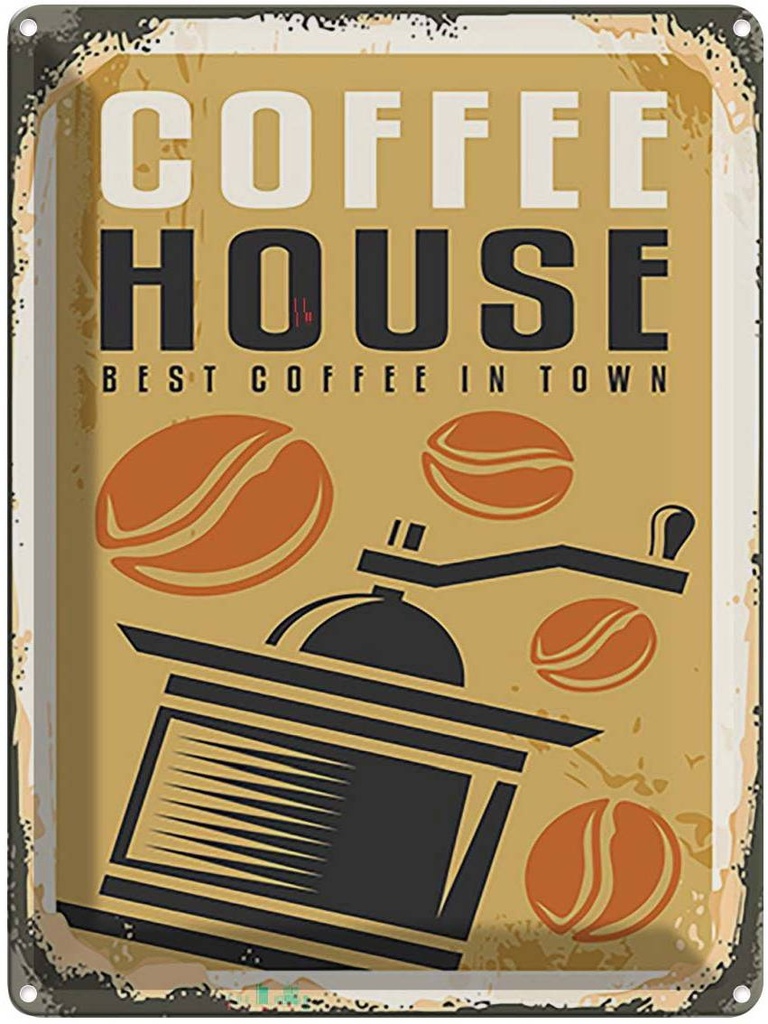 Blechschild 40x30 cm Kaffee Coffee House best in town Essen Trinken