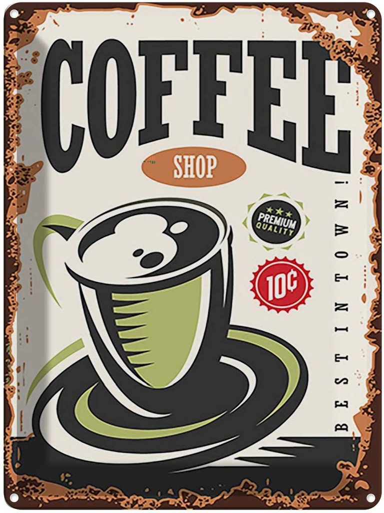 Blechschild 40x30 cm Kaffee Coffee Shop premium Essen Trinken