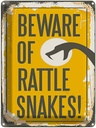 Blechschild 40x30 cm Schlange beware of rattle snakes Spruch Zitat