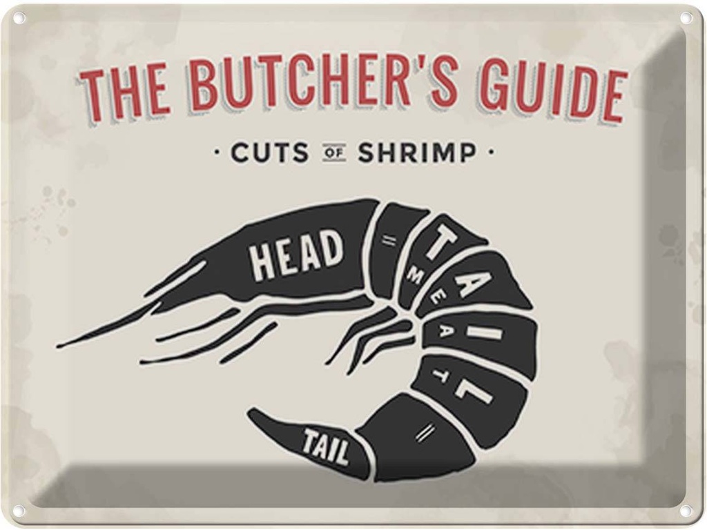 Blechschild 30x40 cm cuts of shrimp Fisch Dekoration