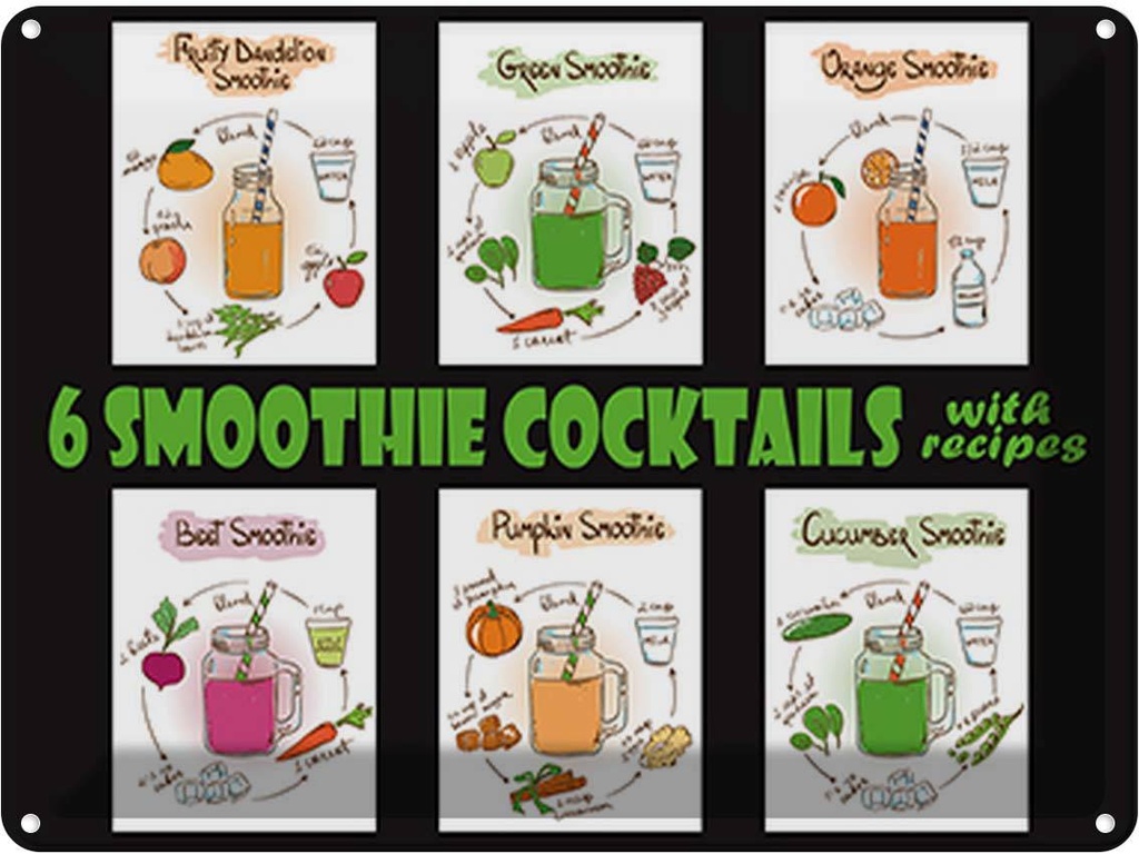 Blechschild 30x40 cm 6 smoothie cocktails Essen Trinken