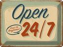 Blechschild 30x40 cm open visit us anytime 24/7 Warnschild Hinweisschild Sicherheit Vorsicht