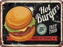 Blechschild 30x40 cm hot burgers best in town Essen Trinken