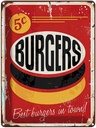 Blechschild 40x30 cm burgers best in town Fast food Essen Trinken