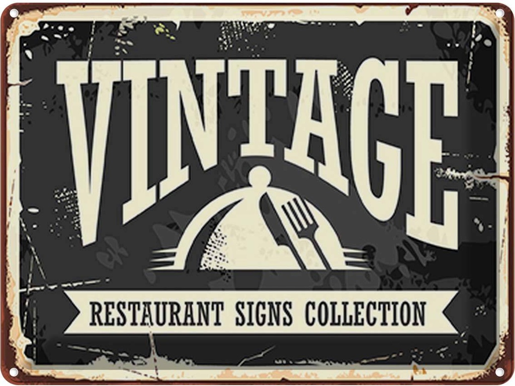 Blechschild 30x40 cm Vintage Restaurant Essen Trinken