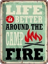 Blechschild 40x30 cm Camping campfire life is better Outdoor