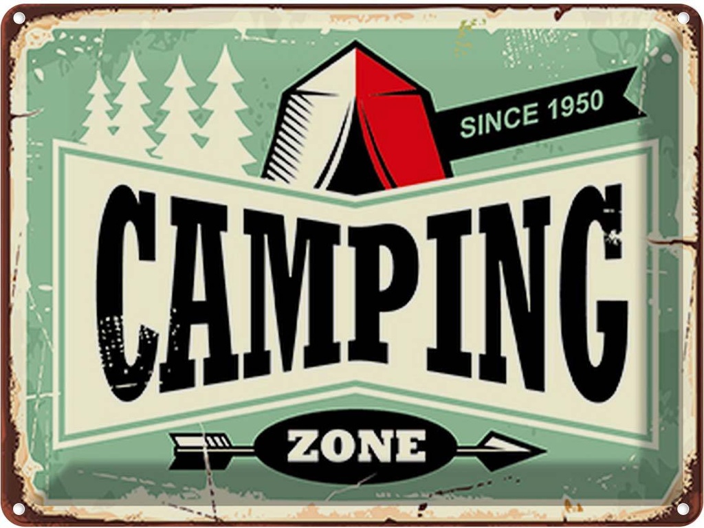 Blechschild 30x40 cm Camping Zone Outdoor Abenteuer