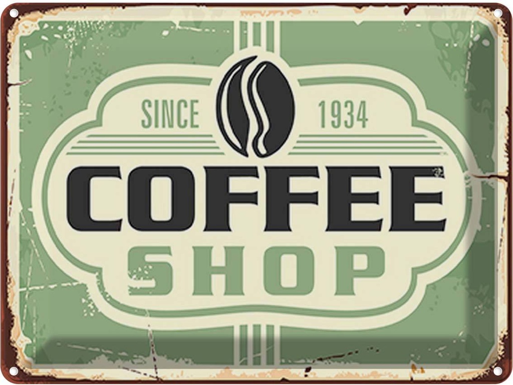 Blechschild 30x40 cm Kaffee Coffee Shop since 1934 Essen Trinken