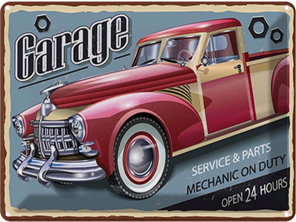 Blechschild 30x40 cm Auto Garage service parts open 24