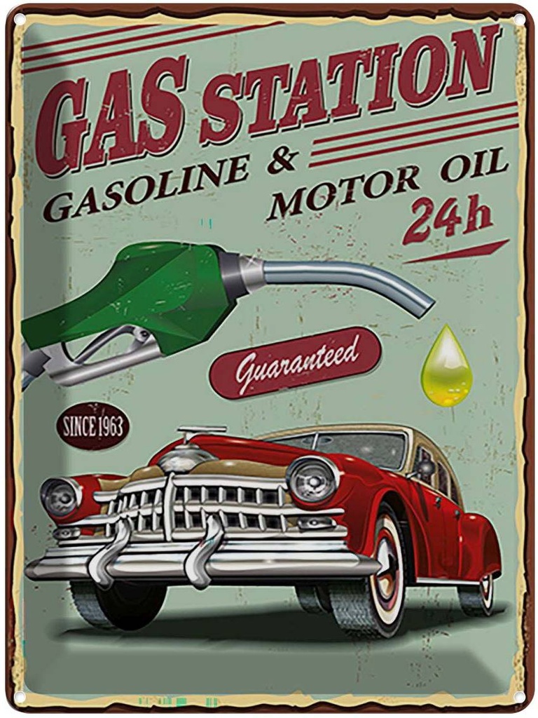 Blechschild 40x30 cm Gas Station gasoline motor oil 24 Warnschild Hinweisschild Sicherheit Vorsicht