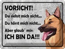 Blechschild 30x40 cm Vorsicht Hund Du siehst mich nicht Warnschild Hinweisschild Sicherheit