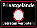 Blechschild 30x40 cm Privatgelände schwarzes Warnschild Hinweisschild Sicherheit Vorsicht