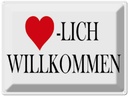 Blechschild 30x40 cm Herzlich Willkommen Dekoration Spruch Zitat
