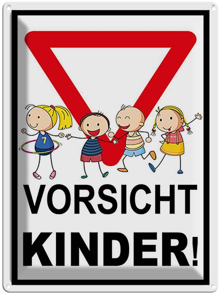 Blechschild 40x30 cm Vorsicht Kinder Warnschild Hinweisschild Sicherheit