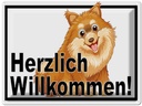 Blechschild 30x40 cm Herzlich Willkommen Hunde Tier Haustier Hund
