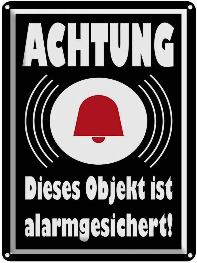 Blechschild 40x30 cm Achtung Objekt alarmgesichert Warnschild Hinweisschild Sicherheit Vorsicht