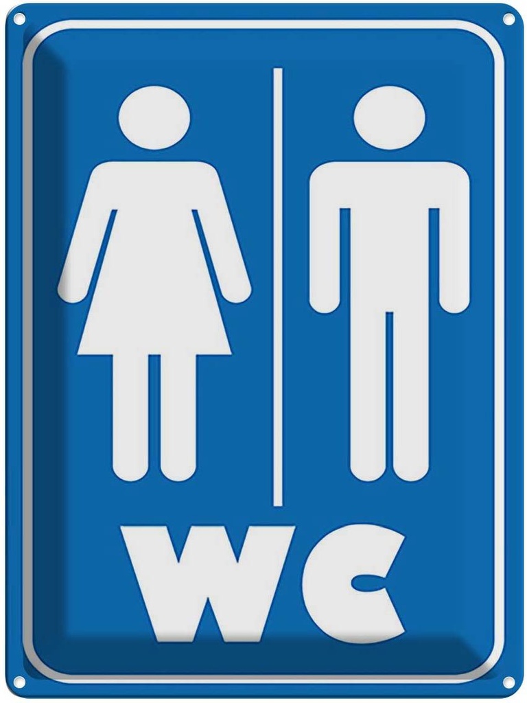 Blechschild 40x30 cm WC Piktogramm Toilette Warnschild Hinweisschild Sicherheit Vorsicht