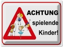 Blechschild 30x40 cm Achtung spielende Kinder Warnschild Hinweisschild Sicherheit Vorsicht
