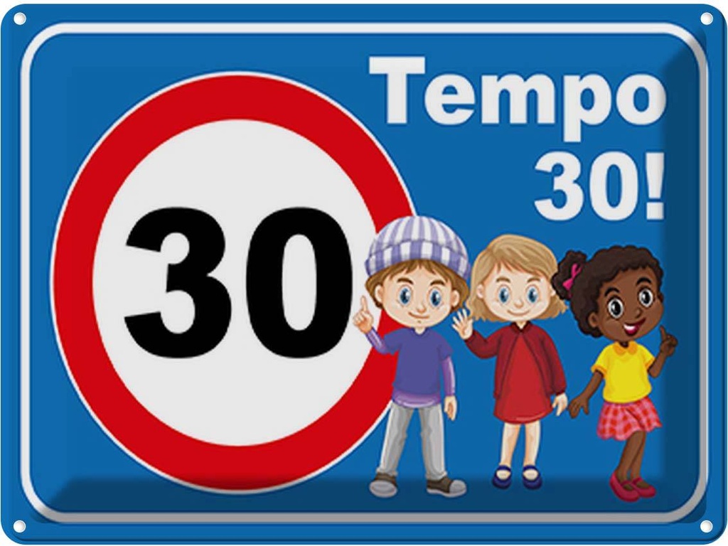 Blechschild 30x40 cm Tempo 30 Kinder Straßenschild Warnschild Hinweisschild Sicherheit Vorsicht