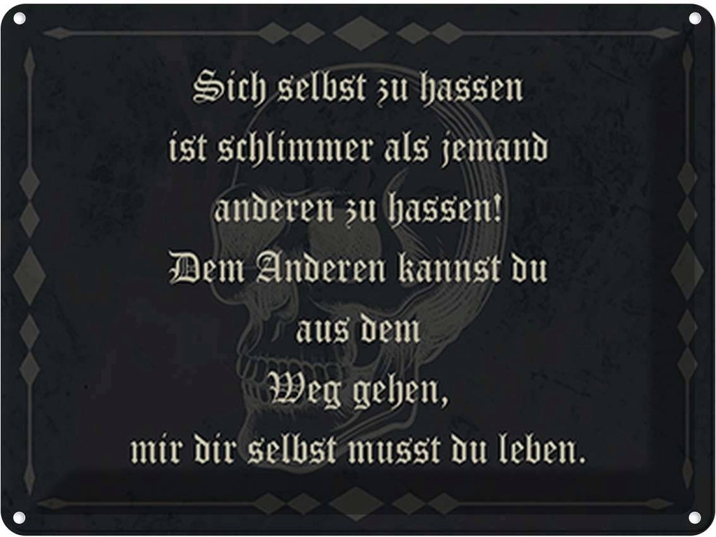 Blechschild 30x40 cm sich selbst hassen ist schlimmer Spruch Zitat