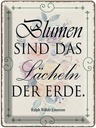 Blechschild 40x30 cm Blumen sind das Lächeln der Erde Spruch Zitat
