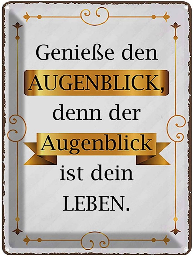 Blechschild 40x30 cm genieße den Augenblick denn Dekoration Spruch Zitat