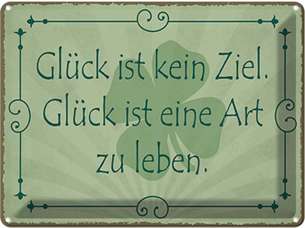 Blechschild 30x40 cm Glück ist kein Ziel Art zu leben Spruch Zitat