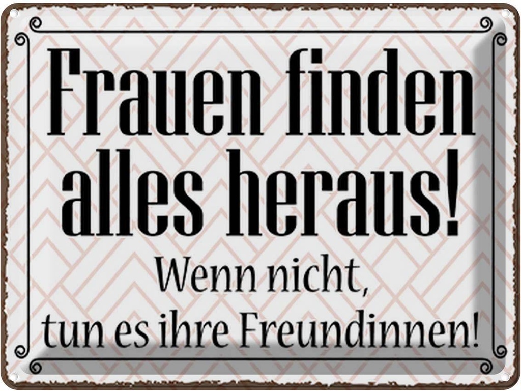 Blechschild 30x40 cm Frauen finden alles heraus Spruch Zitat