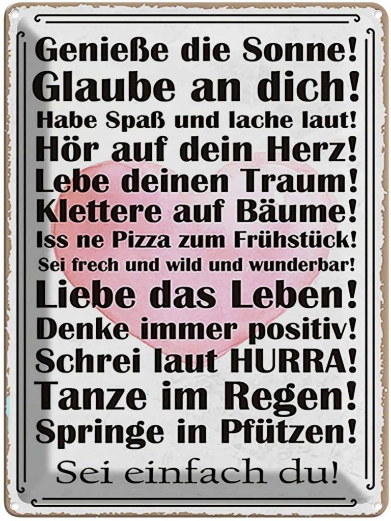 Blechschild 40x30 cm genieße die Sonne sei einfach du Spruch Zitat