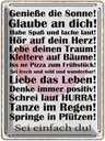 Blechschild 40x30 cm genieße die Sonne sei einfach du Spruch Zitat