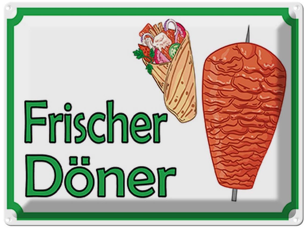 Blechschild 30x40 cm frischer Döner Restaurant Essen Trinken