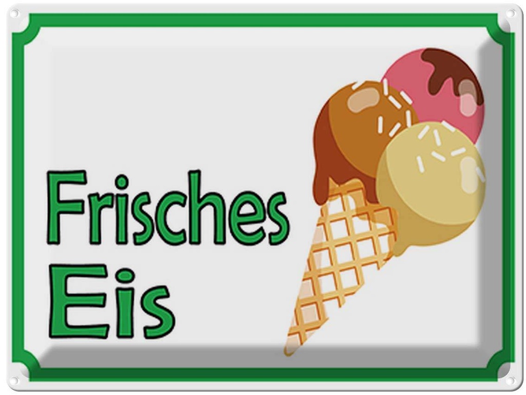 Blechschild 30x40 cm frisches Eis Verkauf Warnschild Hinweisschild Sicherheit Vorsicht