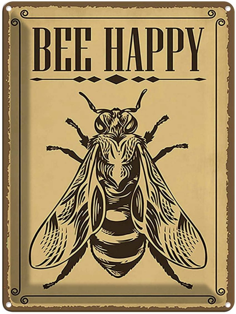 Blechschild 40x30 cm Bee happy Biene Honig Imkerei Tier Haustier
