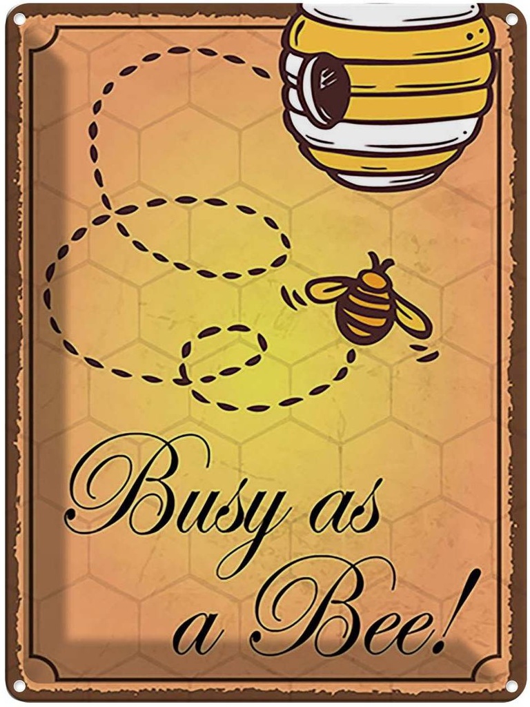 Blechschild 40x30 cm Busy as a bee Biene Honig Imkerei Spruch Zitat