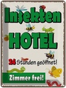 Blechschild 40x30 cm Insektenhotel Zimmer frei Warnschild Hinweisschild Sicherheit Vorsicht