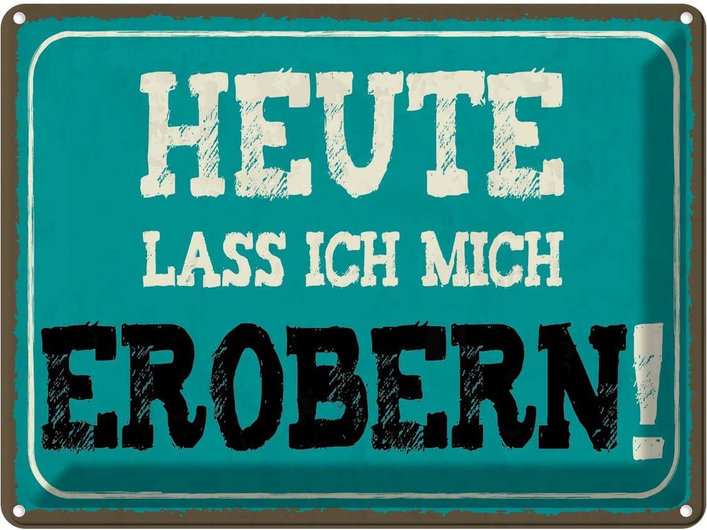 Blechschild 30x40 cm heute lass ich mich erobern Dekoration Spruch Zitat