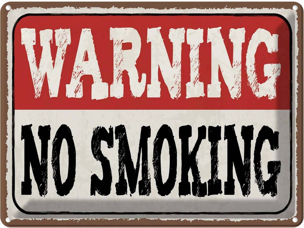 Blechschild 30x40 cm Warning no smoking Geschenk