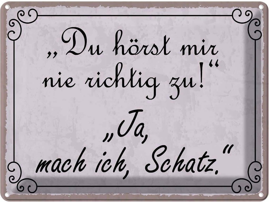 Blechschild 30x40 cm du hörst mir nicht richtig zu Dekoration Spruch Zitat