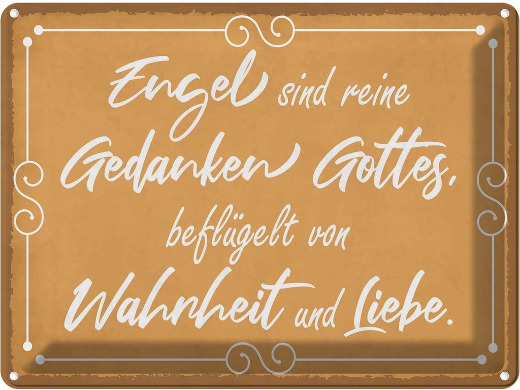 Blechschild 30x40 cm Engel sind Gedanken Gottes Spruch Zitat