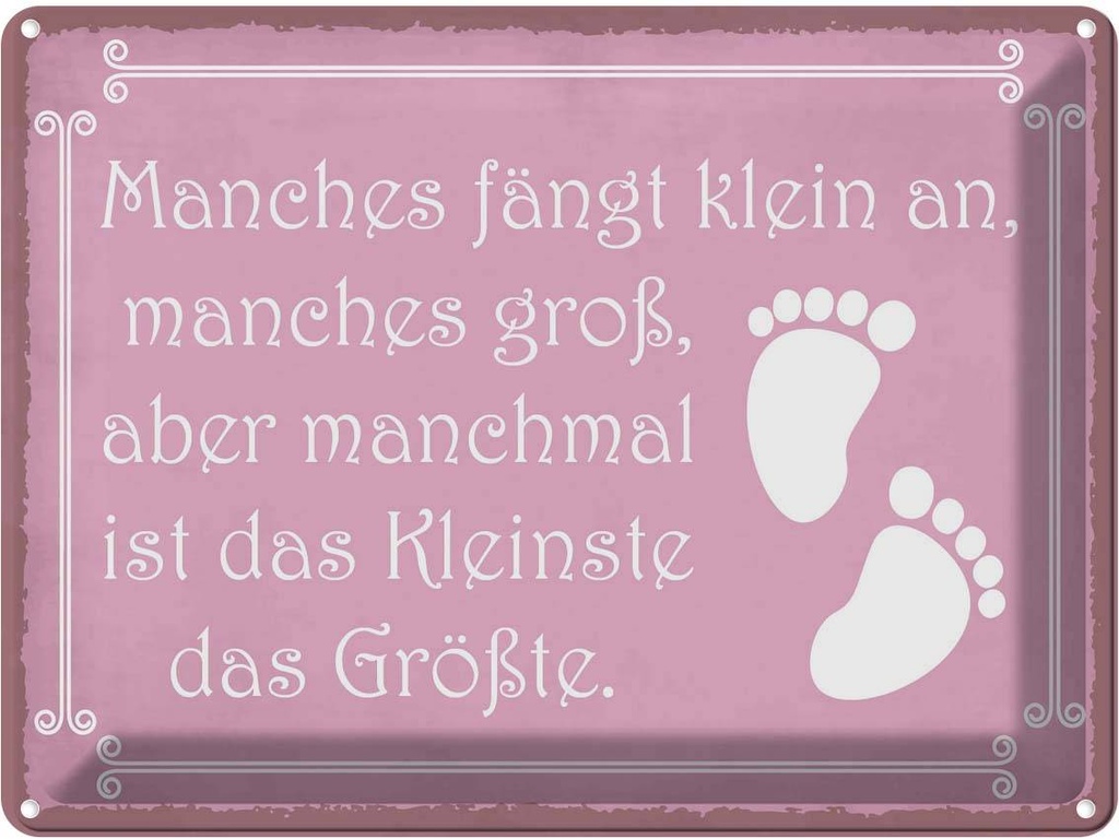 Blechschild 30x40 cm manches fängt klein an Dekoration Spruch Zitat