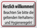 Blechschild 30x40 cm Verhaltens- und Hygienenregeln Warnschild Hinweisschild Sicherheit Vorsicht