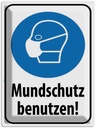 Blechschild 40x30 cm Mundschutz benutzen Maske Warnschild Hinweisschild Sicherheit Vorsicht