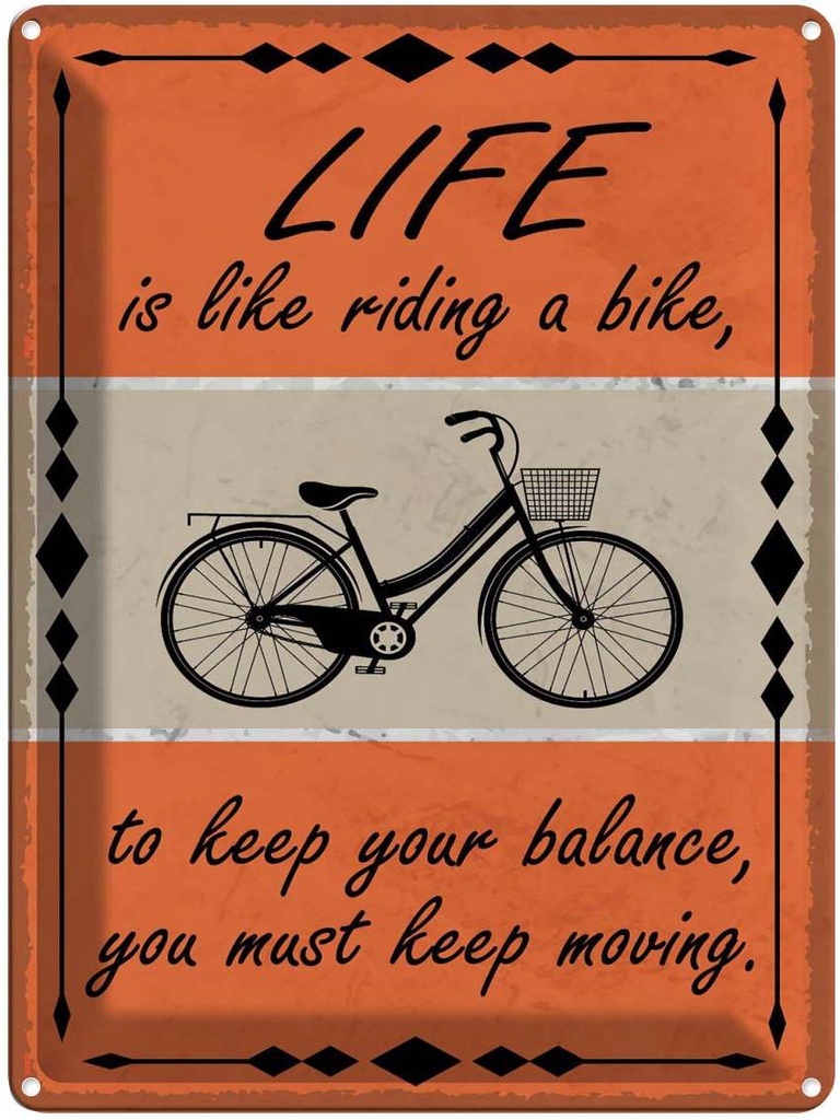 Blechschild 40x30 cm Life is like riding a bike Spruch Zitat