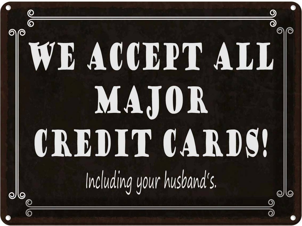 Blechschild 30x40 cm we accept all major credit cards Spruch Zitat