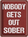 Blechschild 40x30 cm nobody gets out sober Alkohol Dekoration