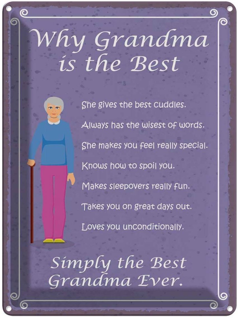 Blechschild 40x30 cm why Grandma is the best Oma Opa